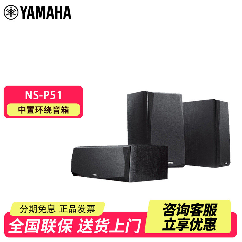 雅马哈NS-P51中置环绕音箱HIFI家庭影院套装木质音响家用壁