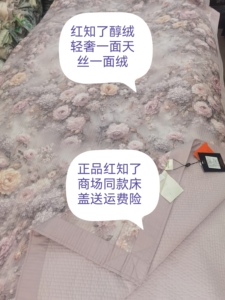 红知了醇绒轻奢毯一面绒一面天丝2米×2.3米数码印花红知了床盖