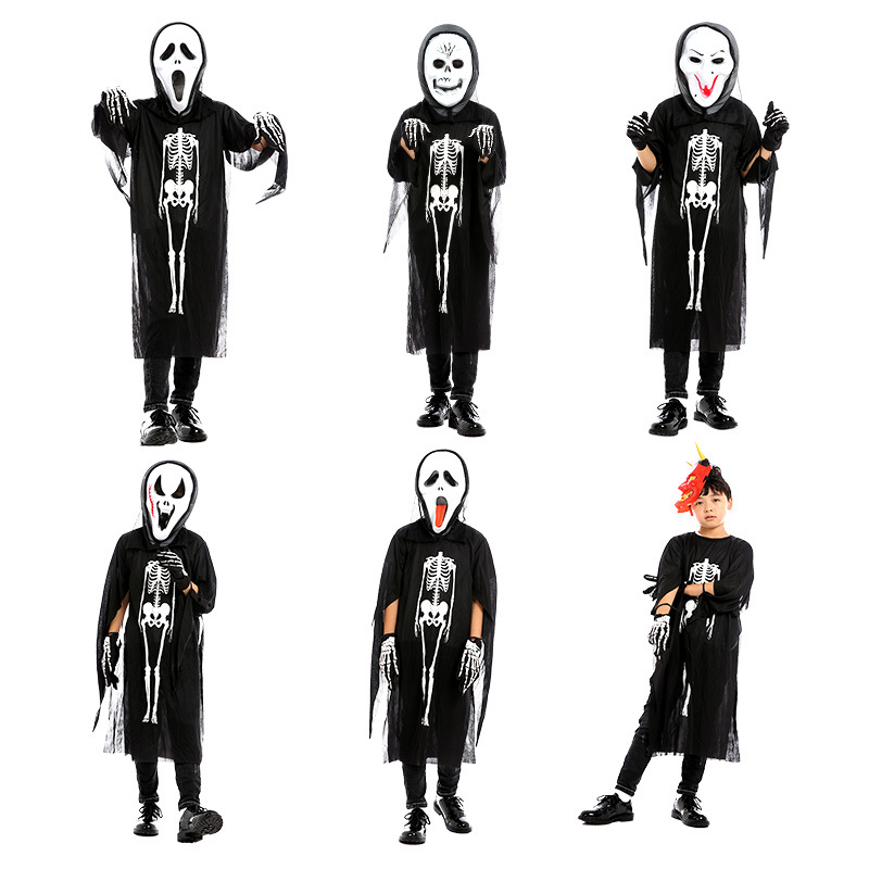 万圣节服装成人 儿童男女cos服化妆舞会骷髅骨架鬼衣恐怖衣服面具