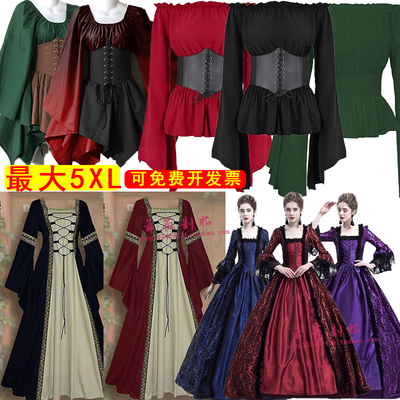 万圣节新款复古中世纪宫廷长裙短裙上衣公主贵族贵妇皇后礼服装