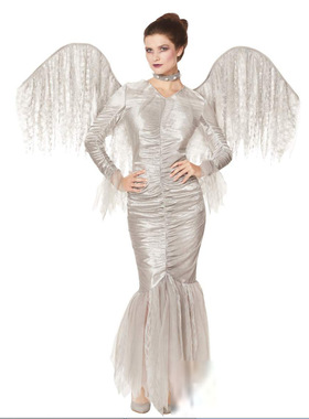 万圣节服装白色天使翅膀cosplay性感蓬蓬公主长裙夜店派对演出服