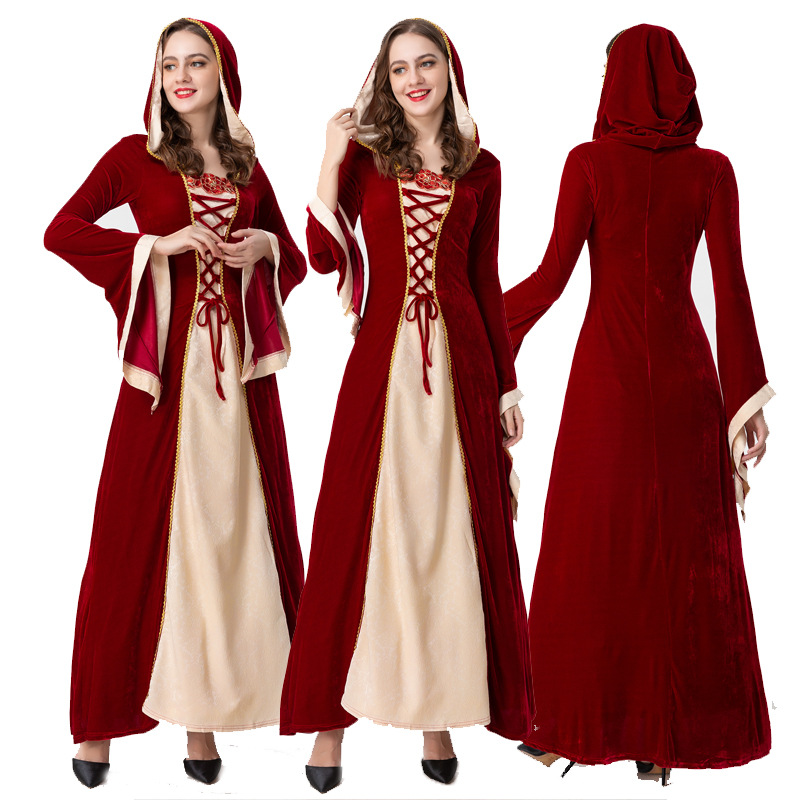 万圣节中世纪服宫廷风吸血鬼女巫婆服亲子服装小红帽复古欧式长袖