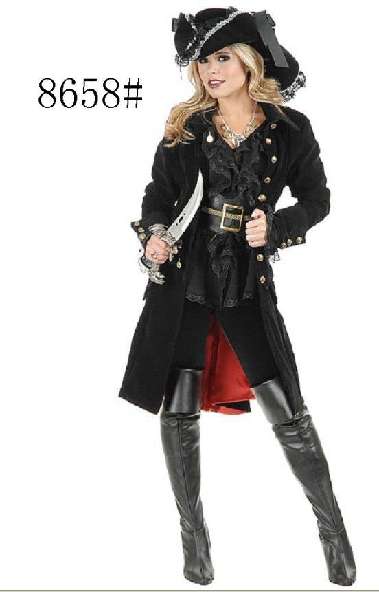 2012新款海盗装女装加勒比海盗服欧美游戏服黑色外套万圣节服