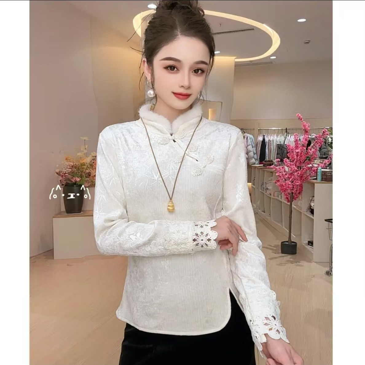 新中式加绒加厚立领盘扣提花上衣女冬刺绣打底衫洋气妈妈减龄外套,女装/女士精品,上衣,淘宝优惠券,粉丝福利购,淘宝优惠卷