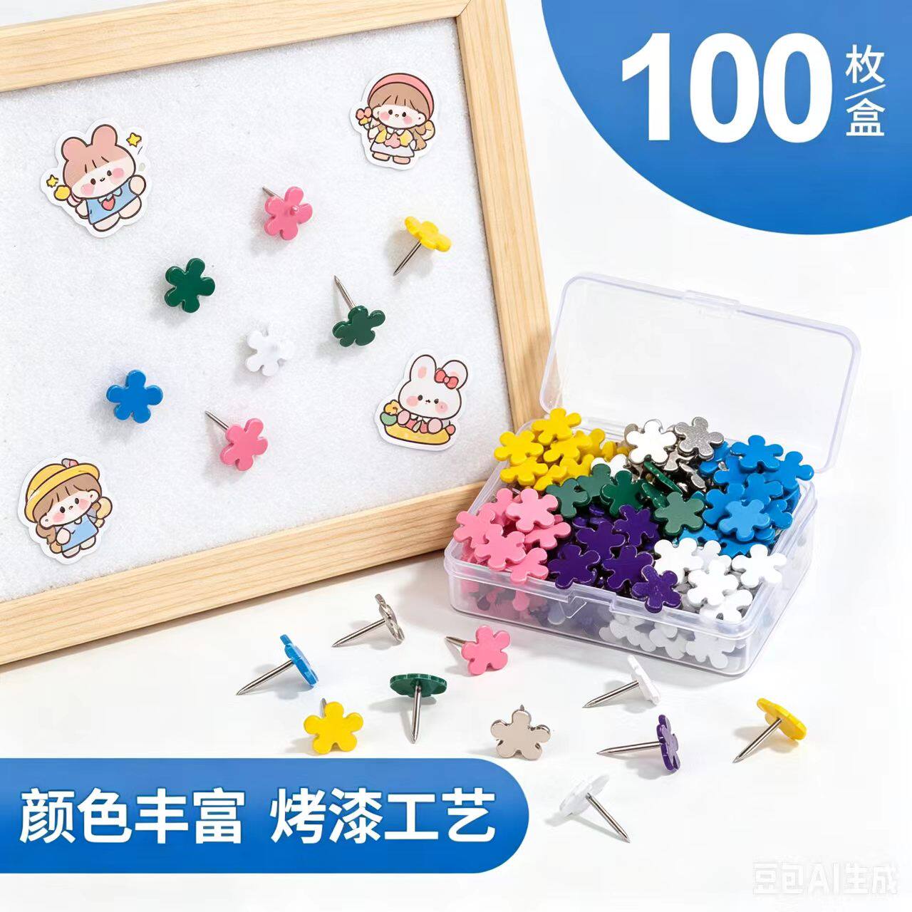 花朵泡钉100枚盒装彩色烤漆工艺DIY手工装饰钉子配件