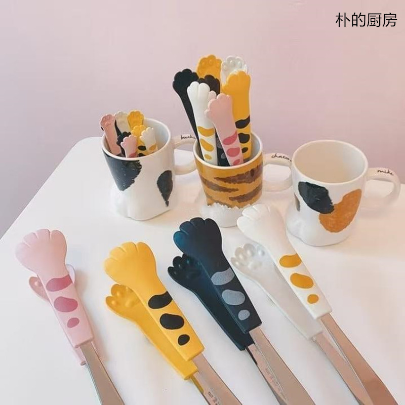 韩国厨房烘培用猫抓系列硅胶食品级夹可爱创意防烫辅食夹子面包夹图片