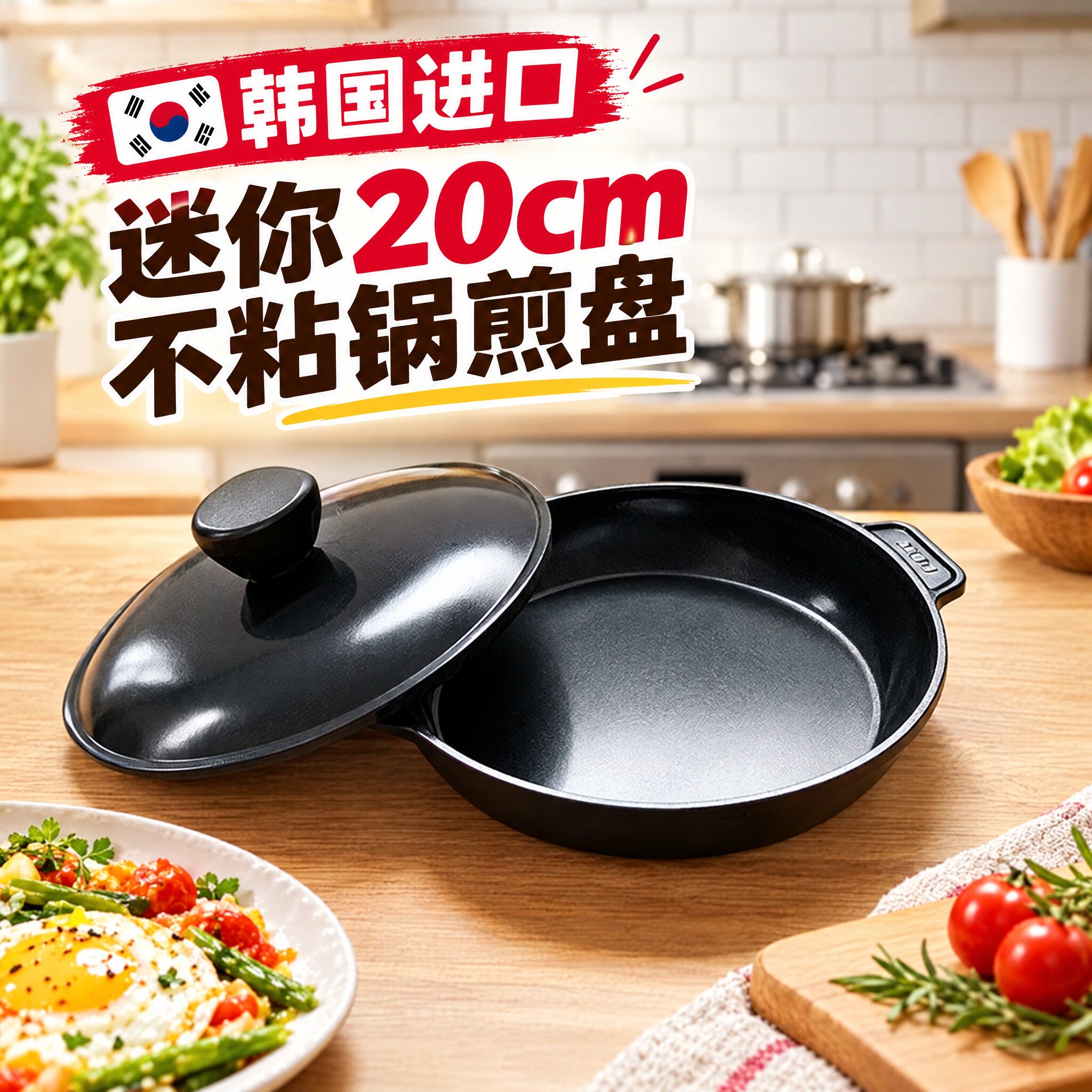 韩国lacena联名款alma迷你20cm双耳平底锅不粘煎蛋锅多用烤箱烤盘