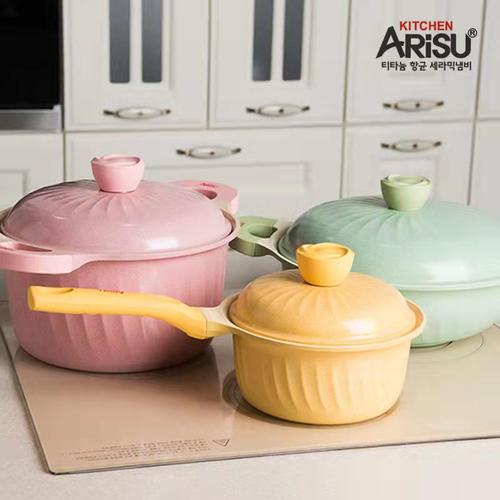 高颜值韩式厨房arisu陶瓷层汤锅