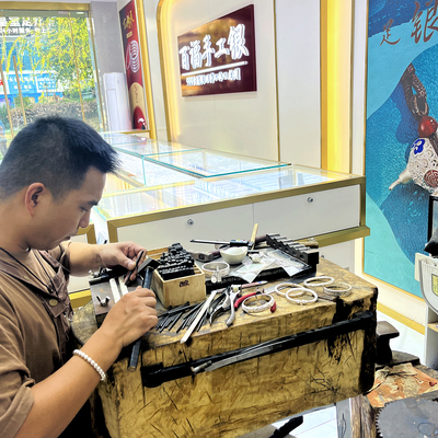 999纯银手镯来料加工开口实心女