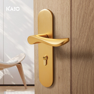 德国KABO简约轻奢室内门锁现代家用卧室金色门把手磁吸静音房门锁