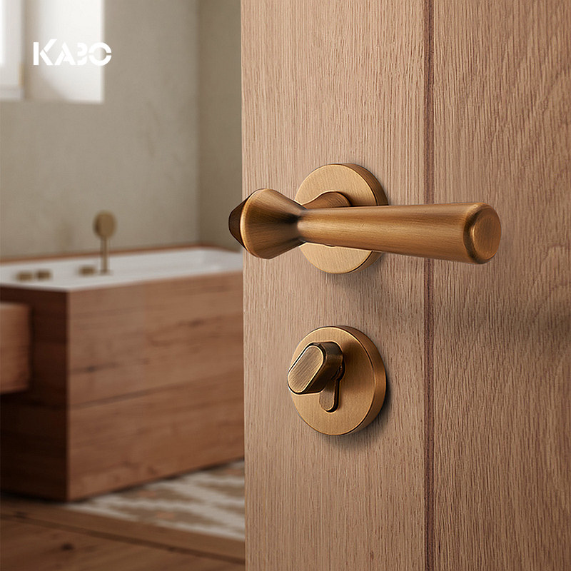 德国KABO磁吸门锁室内简约卧室静音黄古铜北欧卫生间现代实木门锁