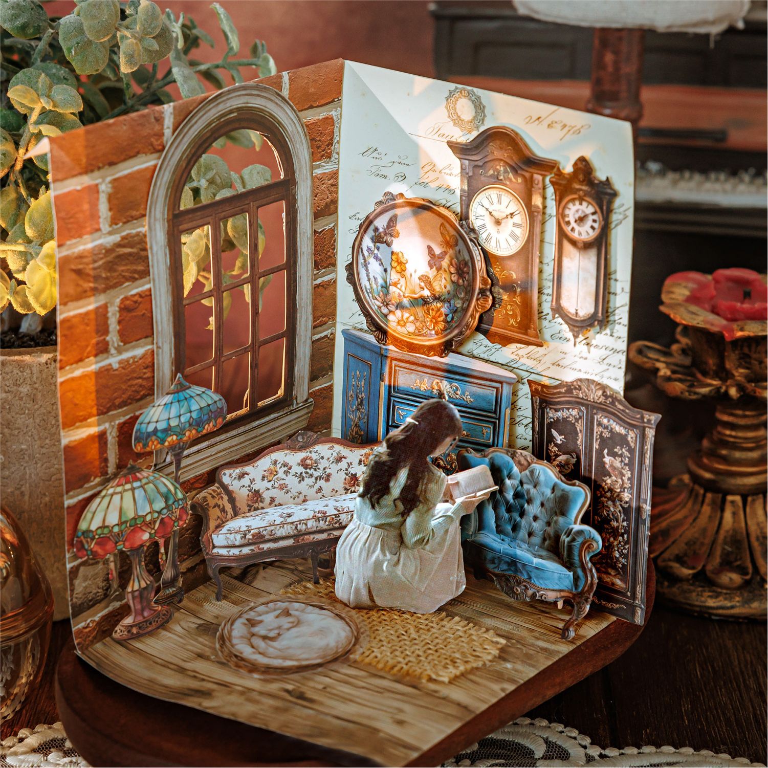 陌墨复古造景镂空硬卡贴纸 中古藏品馆 百搭素材手账diy拼贴画