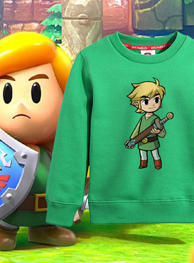 塞尔达卫衣童装男孩春秋款加绒外套绿色衣服学校早春游戏周边上衣