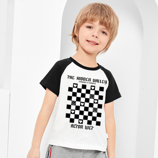 国际象棋中大童短袖童装夏季精梳棉服装棋社服棋盘儿童T恤夏衣服