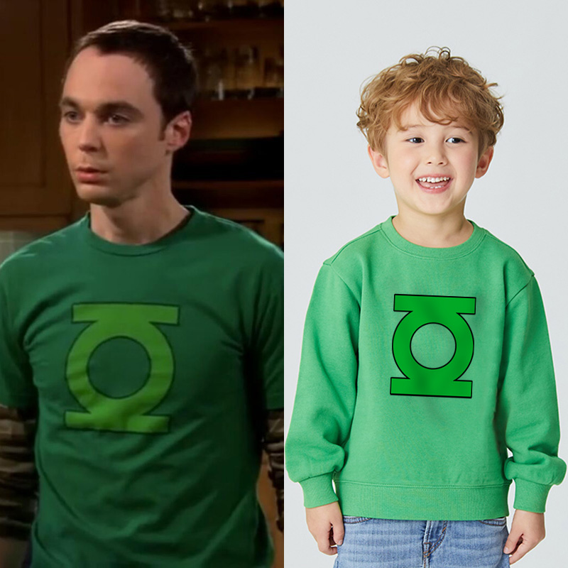 谢尔顿卫衣童装小男孩一体绒上衣绿灯侠衣服男女童运动表演服冬装