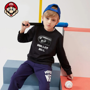 趣味超级玛丽卫衣欧美童装小童时尚新款卡通炮弹衣服动漫周边春装