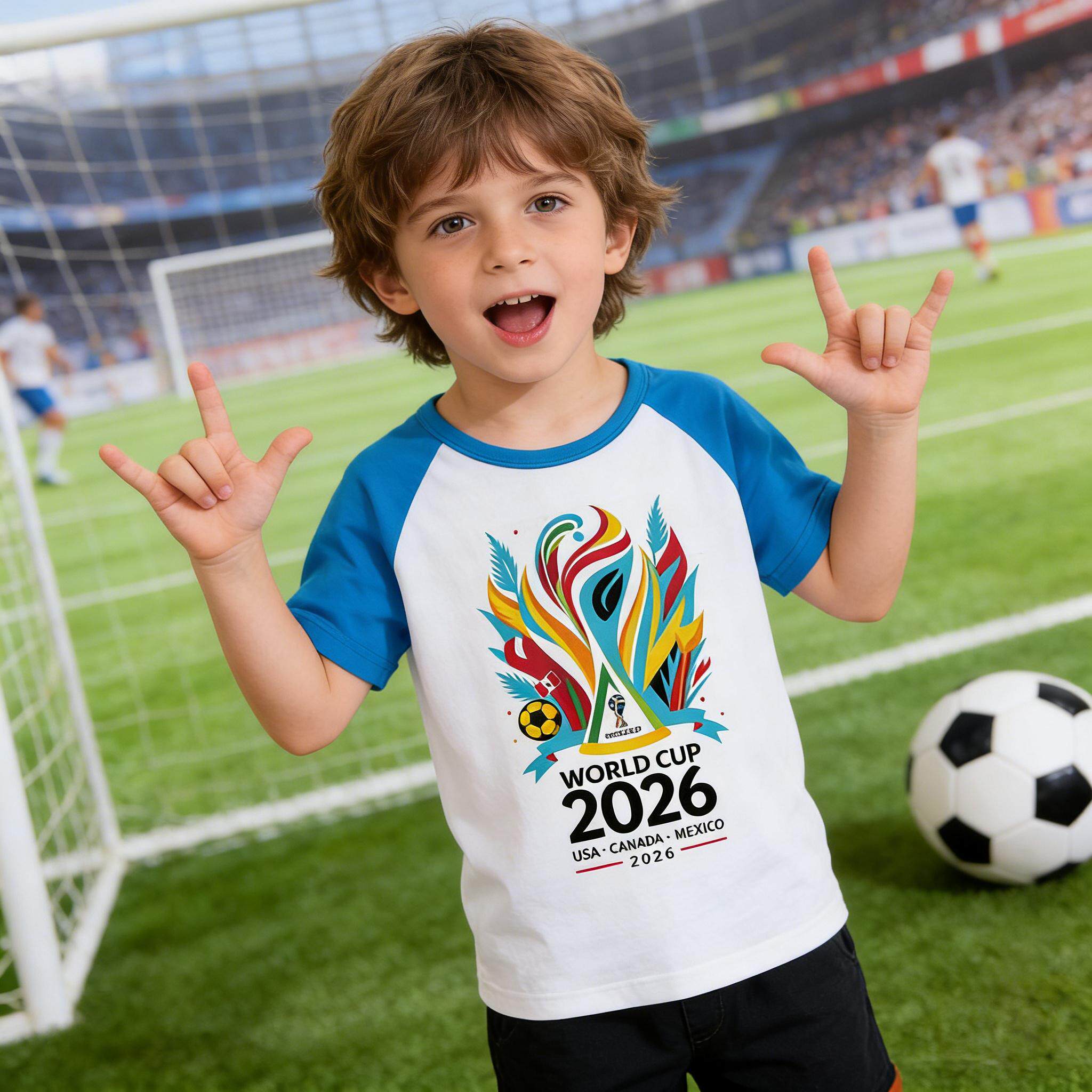 2026美加墨世界杯t恤短袖夏百搭亲子装童装网红超火幼儿足球衣服