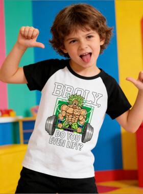 赛亚人布罗利t恤纯棉初夏潮童运动会体恤肌肉人童装龙珠健身衣服