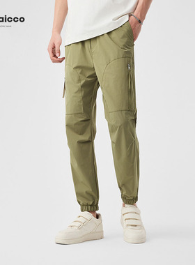 男士休闲裤修身束脚工装裤夏季新款松紧腰小脚长裤子男装91203