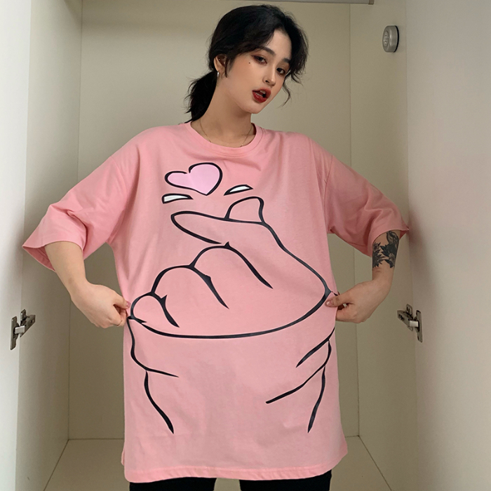 Real original 2021 women's summer new cartoon Bixin printed short sleeve T-shirt Korean loose top