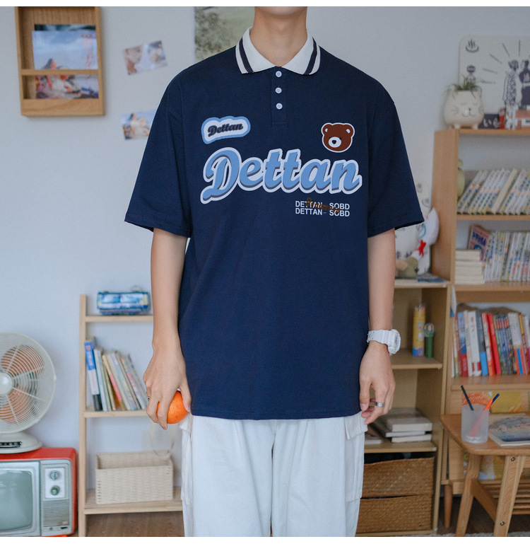 實拍 6535棉夏季新款日系短袖Polo衫港風學生翻領情侶裝
