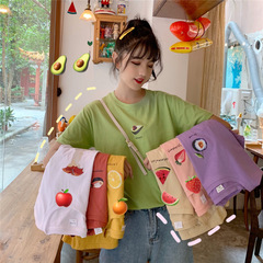 Real shot fruit color avocado super fire short sleeve 2021 summer new versatile milk silk