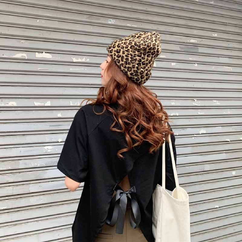 Real shot cotton summer loose t-shirt female minority short sleeve foreign style open back split minority