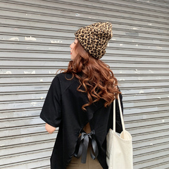 Real shot cotton summer loose t-shirt female minority short sleeve foreign style open back split minority