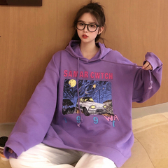 Real shot hooded sweater with loose sleeves