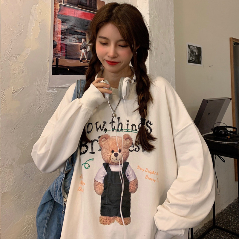 Real shot loose little bear bodyguard for women in spring and Autumn