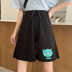 Real shot shorts summer loose college wide leg girls' shorts