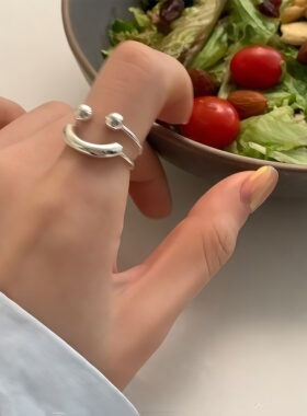 日韩风轻奢素圈开口食指戒女款