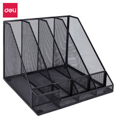 得力78988四联金属文件架办公桌面文件文具收纳筐铁艺文件架