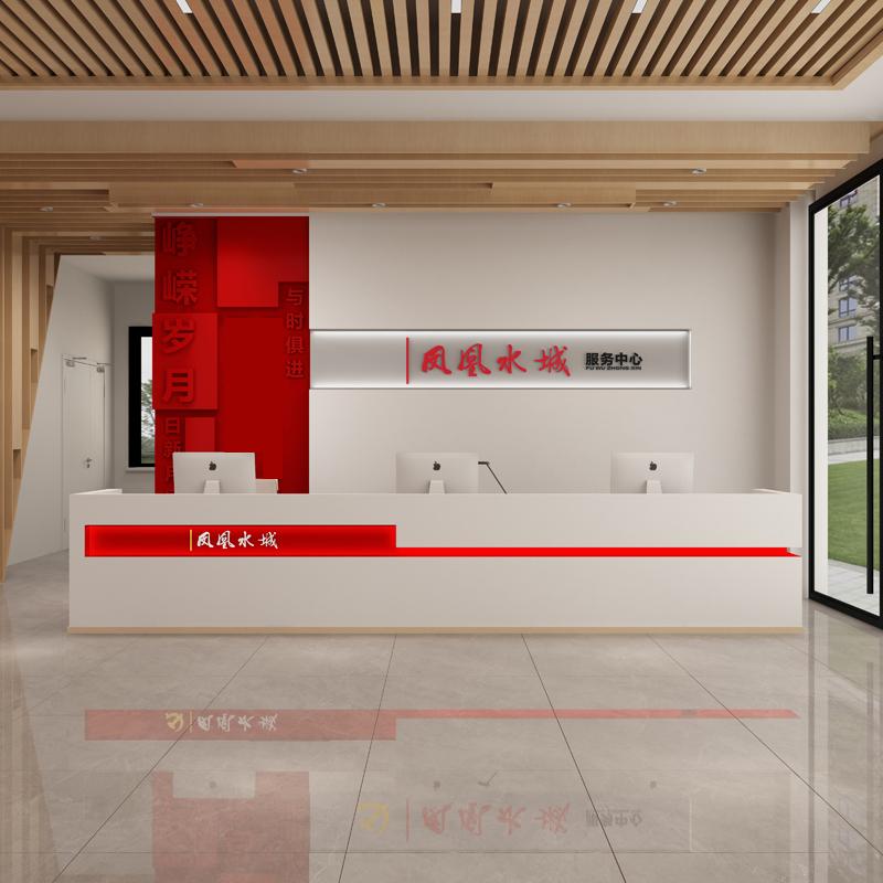 公司红色烤漆前台接待台