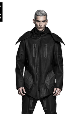 诺凡希高领连帽夹克男士秋冬立体口袋户外黑色工装外套