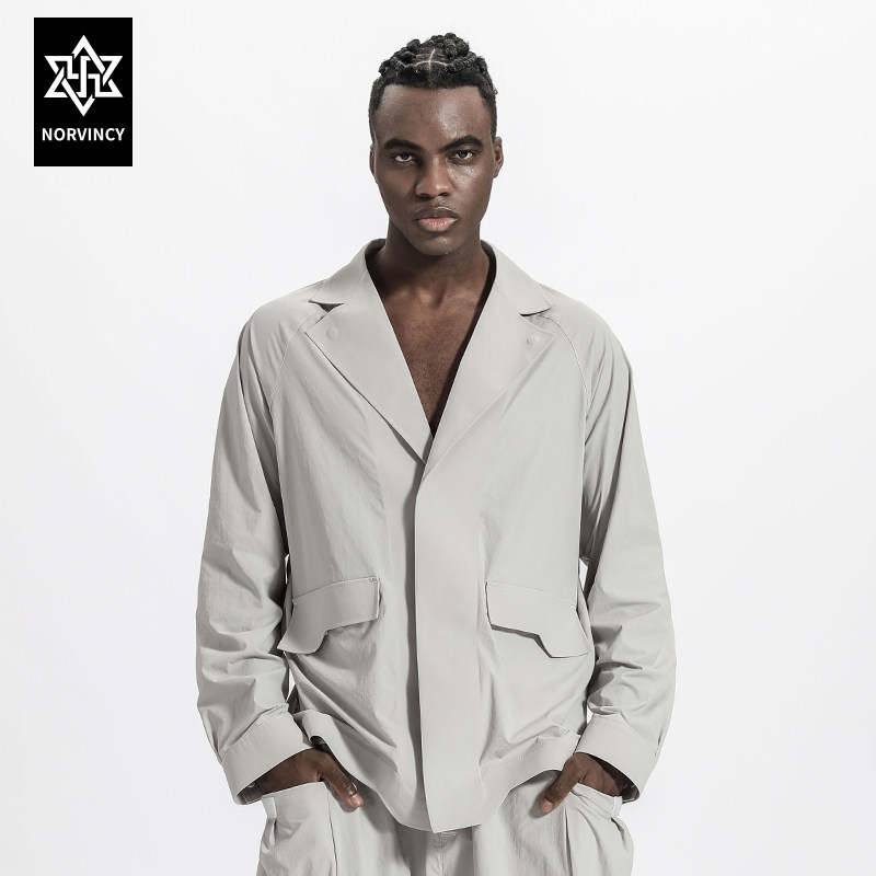 诺凡希休闲西装外套男高级感侧缝拉链秋季新款设计感潮流时尚外套