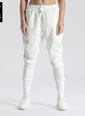 诺凡希工装机能长裤女百搭束脚欧美潮流松紧腰绳黑色收口休闲裤