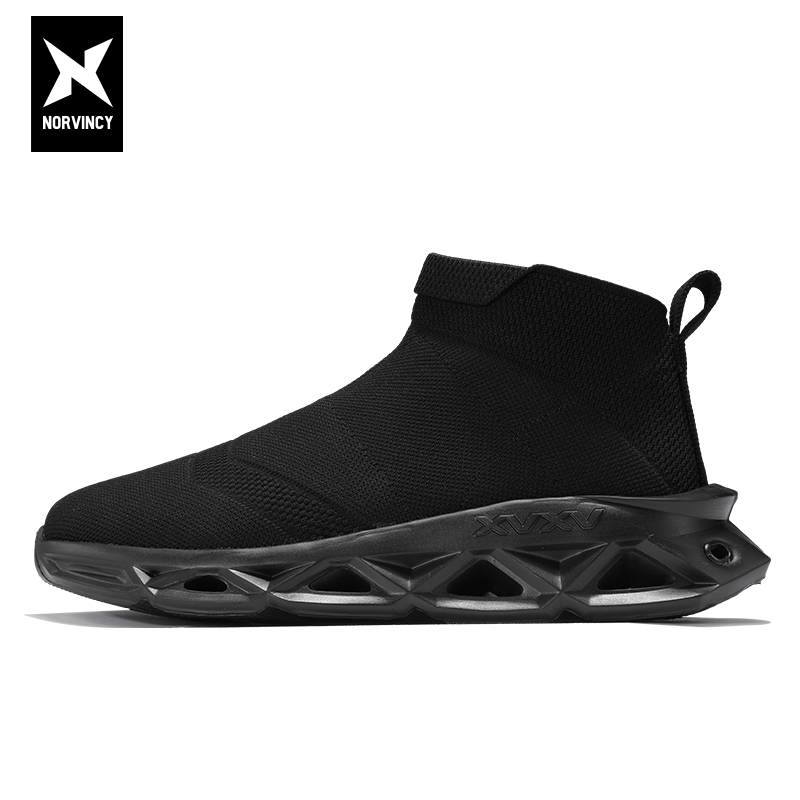 一脚蹬透气春秋厚底增高靴子黑武士中帮板鞋