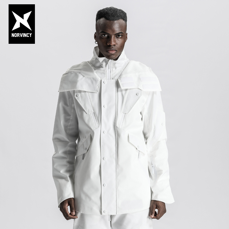 诺凡希经典纯色休闲朋克拉链夹克