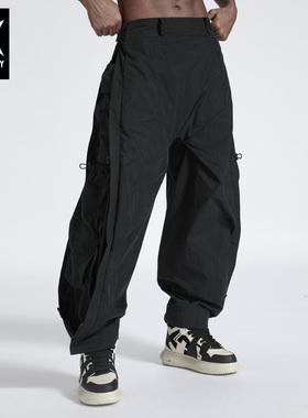 NORVINCY/诺凡希工装裤新品百搭黑色潮牌宽松男式户外运动休闲裤