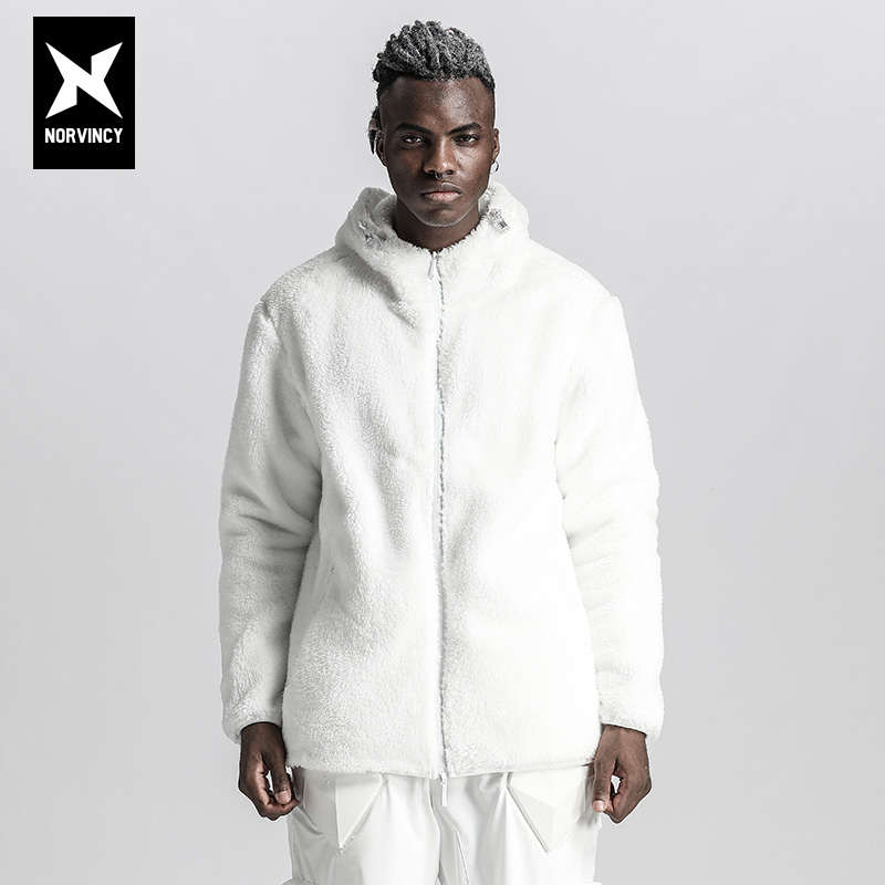 羊羔绒连帽外套诺凡希宽松