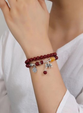 潮美派两圈手链铜钱吉祥如意轻奢百搭手链