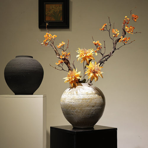 侘寂风陶瓷景德镇桌面手工花瓶