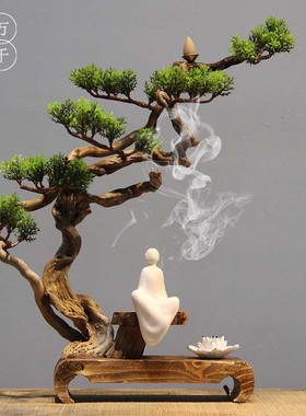 风化木禅意新中式玄关摆件