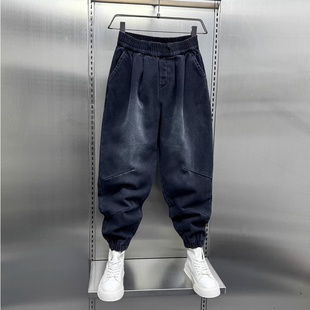 痞帅百搭九分老爹裤 男潮牌渐变宽松束脚休闲裤 子 哈伦牛仔裤 春夏季