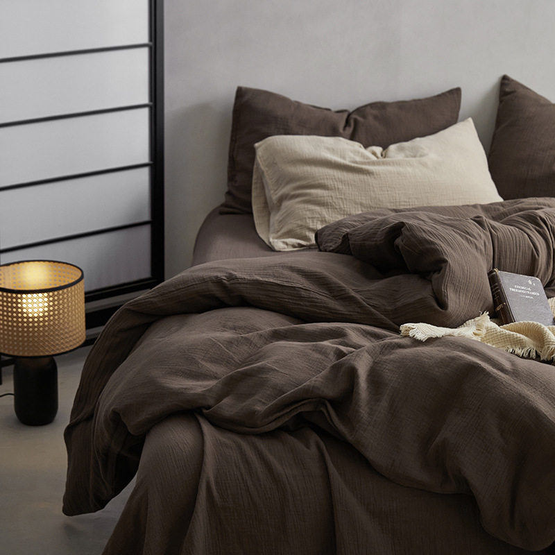 A类全棉皱皱纱单件母婴级超柔双层纯棉美拉德纯色系床上四件套,床上用品,床品套件/四件套/多件套,淘宝优惠券,粉丝福利购,淘宝优惠卷