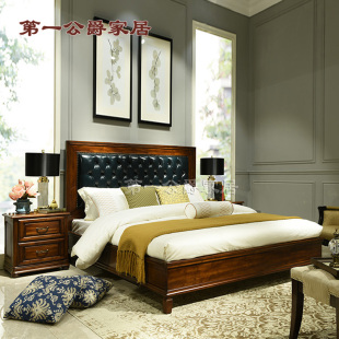 小床1.5米促销 22大床头柜 4399 别墅家具简美纯实木FW92 美式