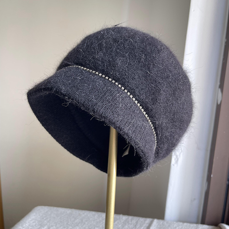 妈妈款兔毛双层加厚保暖八角帽子女秋冬中老年奶奶报童帽护耳朵帽