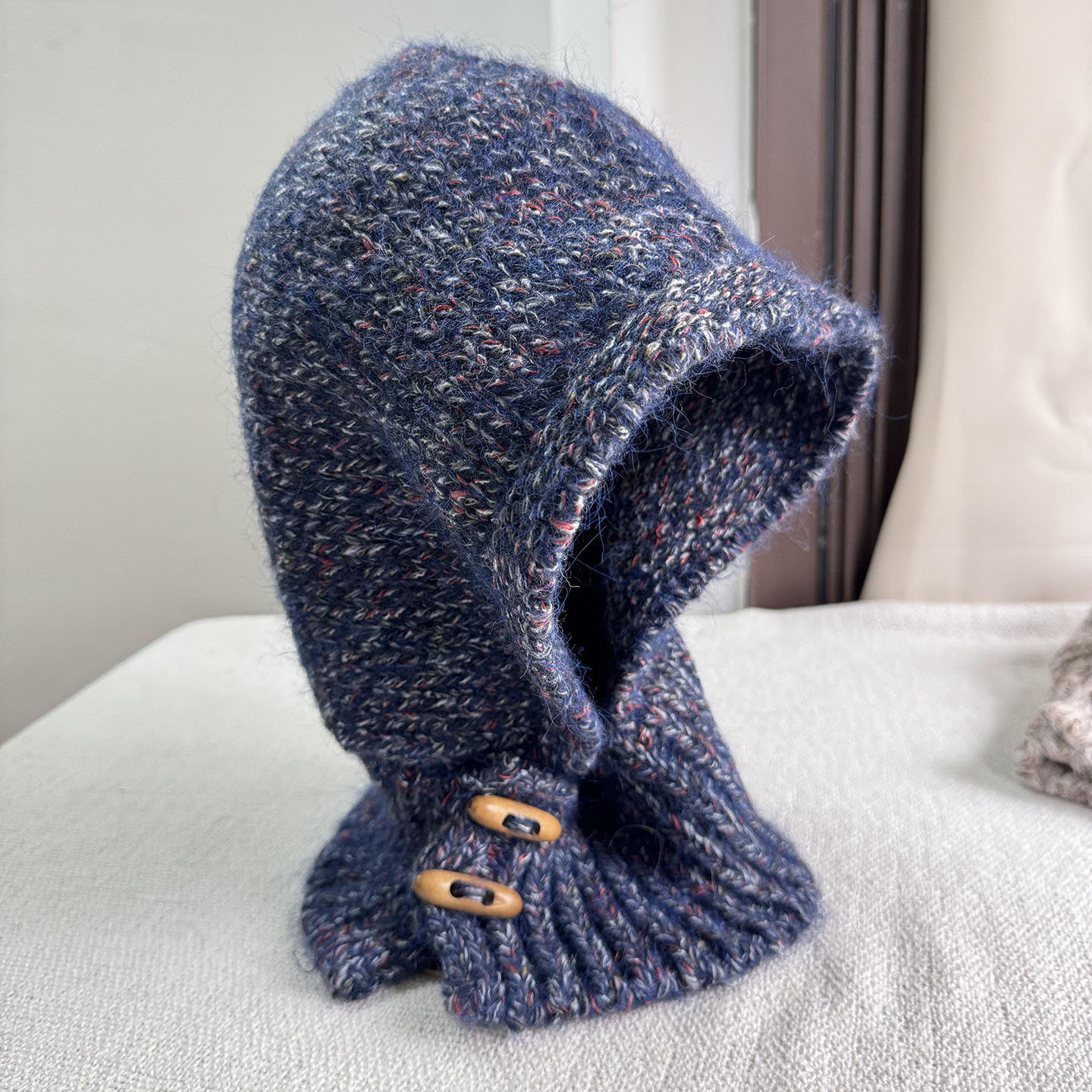 出韩国款马卡龙蓝色拉法帽子女秋冬百搭洋气保暖护耳帽子围巾一体