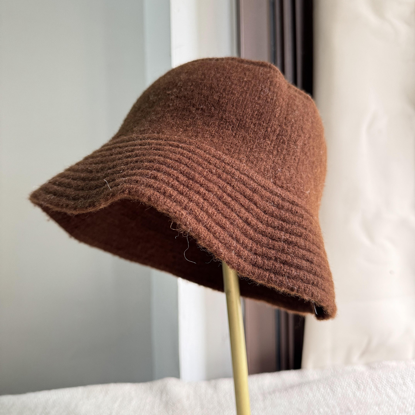 出日本单灰色羊毛渔夫帽子女秋冬百搭保暖复古黑色盆帽水桶帽男潮